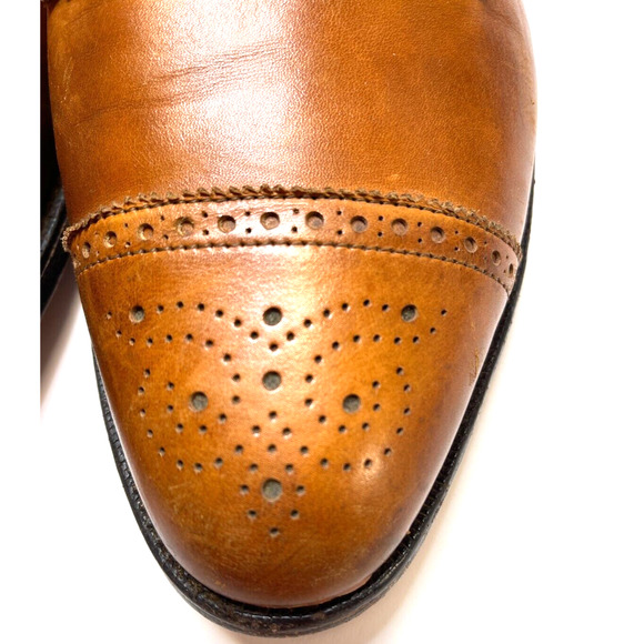 ALLEN EDMONDS Sanford Tan Cap-Toe Derby Dress Shoe Size 12 D shoe trees … - Picture 2 of 10